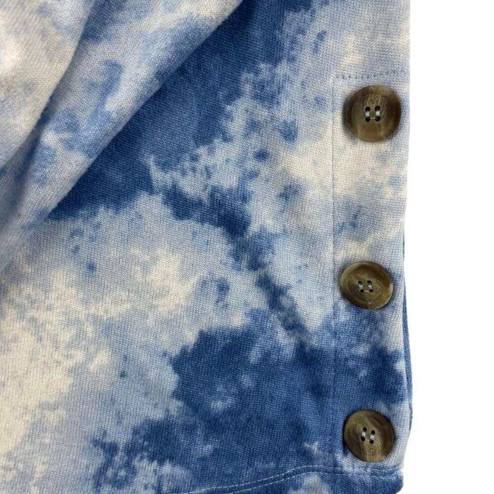 My Style Sweatshirt Womens Large Blue White Tie Dye Ruched Long Sleeve V Neck - Picture 5 of 11